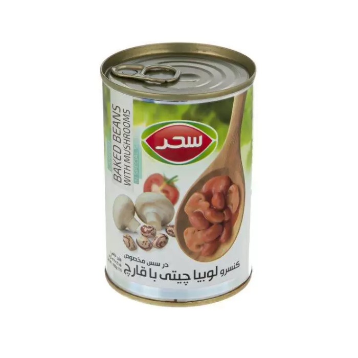 سحر کنسرو لوبیا چیتی با قارچ قوطی ایزی اپن 420gr